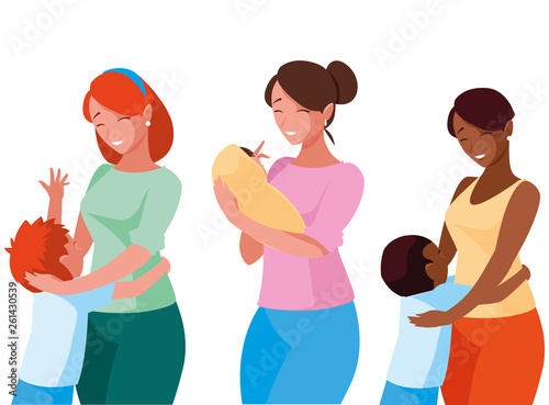 interracial mothers with little kids characters