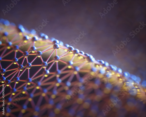 Schilderij op canvas Conceptual Organic Cell Structure Molecular Connections