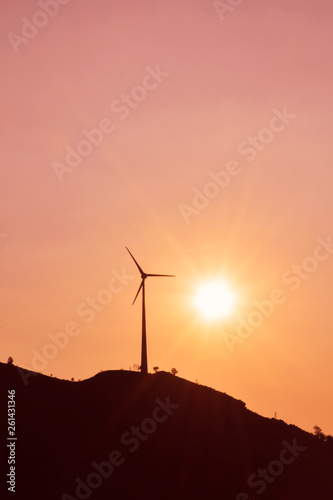 Silhouette of a wind turbine