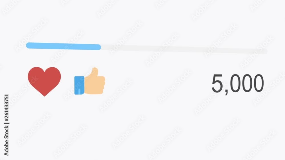 4K animation of social media likes counting up