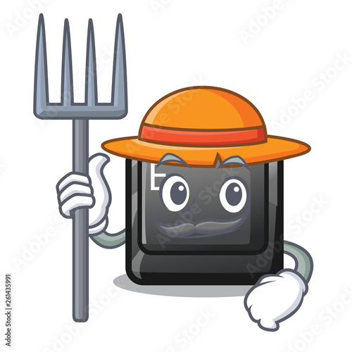 Farmer button E isolated with the character