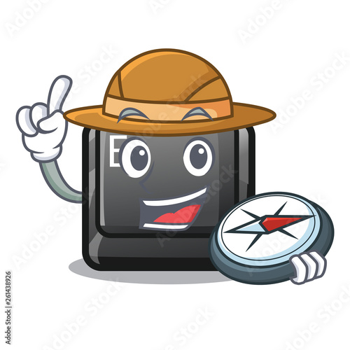 Explorer button E in the mascot shape