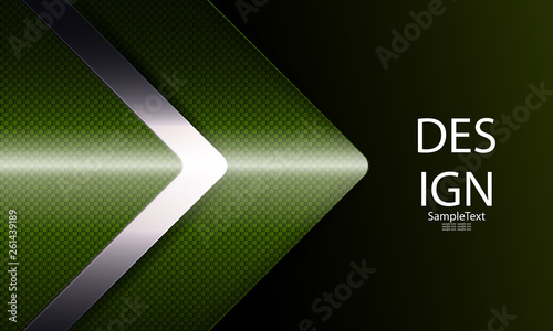 Geometric green abstract design with textured shiny arrow