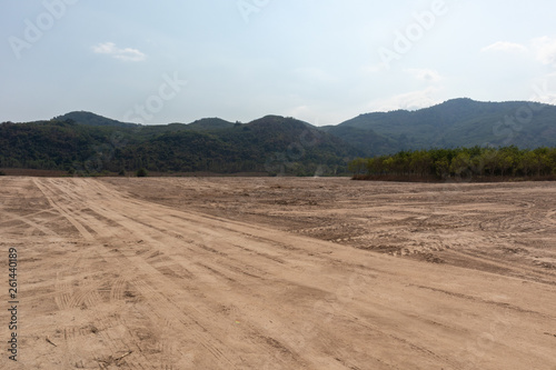 empty dirt field on sunny day at Thailand