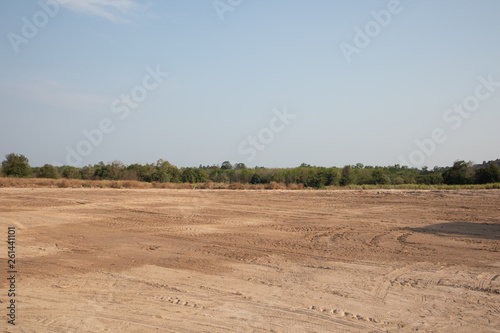 empty dirt field on sunny day at Thailand