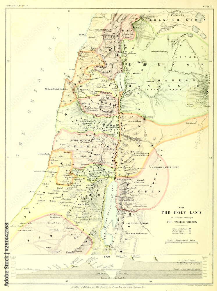 Holy land map. The twelve tribes
