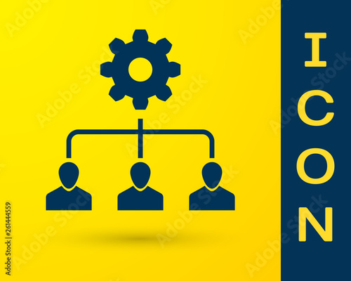 Blue Lead management icon isolated on yellow background. Vector Illustration