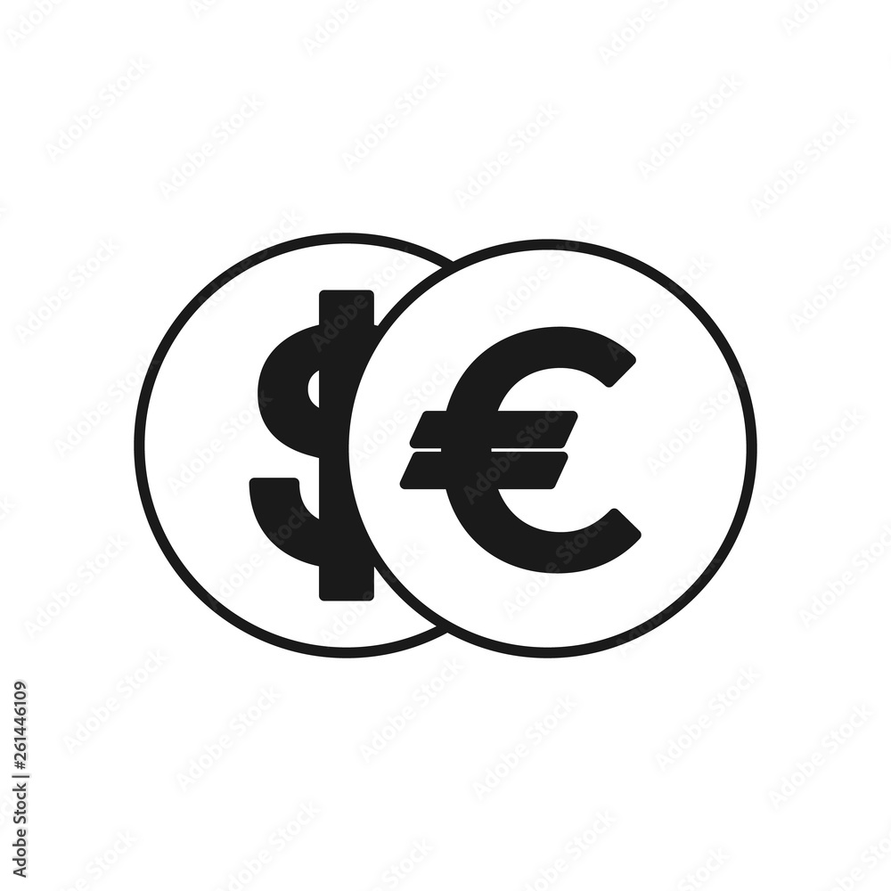 Euro And Dollar currency icon. Dollar and euro illustration on white background Euro And Dollar currency icon. Dollar and euro illustration on white background