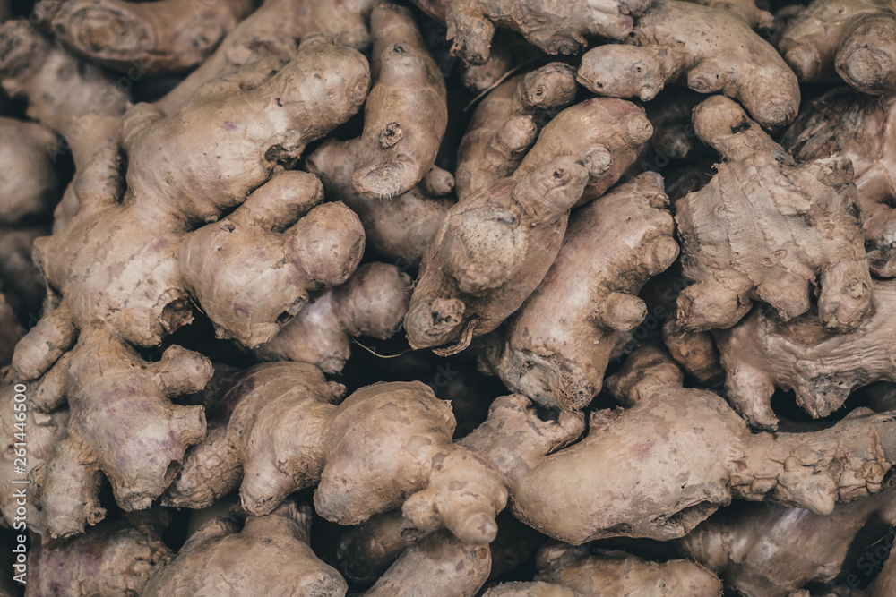 pile of ginger closeup - food market pile of ginger closeup - food market