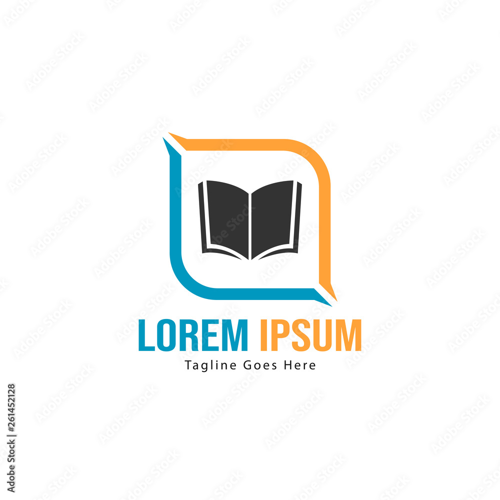 Book logo template design. minimalist book logo with modern frame Book logo template design. minimalist book logo with modern frame
