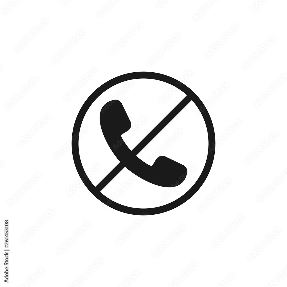 Forbidden call icon. Call is not allowed here. Crossed telephone icon for forbidden calls Forbidden call icon. Call is not allowed here. Crossed telephone icon for forbidden calls