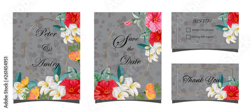 Set of floral card for wedding  vector illustration