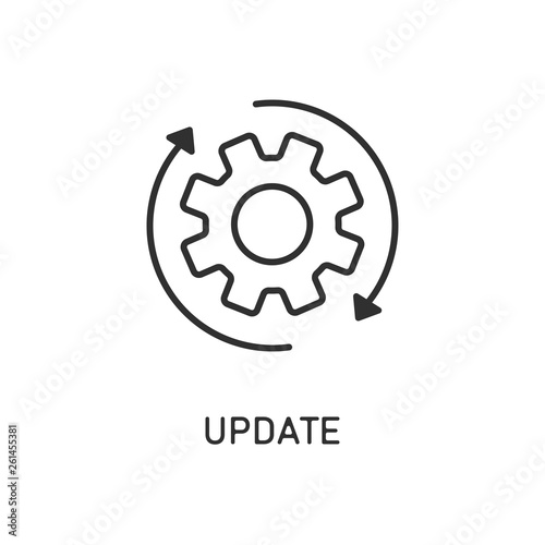 Icon update system. Weheel arrow. Process updating.