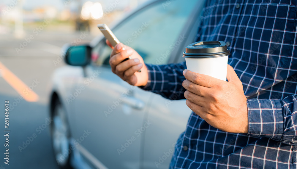 close up hand man holding coffee paper cup