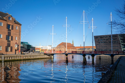 Copenhagen, Denmark - April 1, 2019: Cirkelbroen bridge at Copenhagen on sunny day, with a blue sky photo