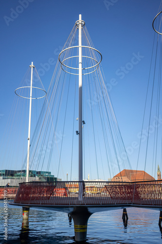 Copenhagen, Denmark - April 1, 2019: Cirkelbroen bridge at Copenhagen on sunny day, with a blue sky photo