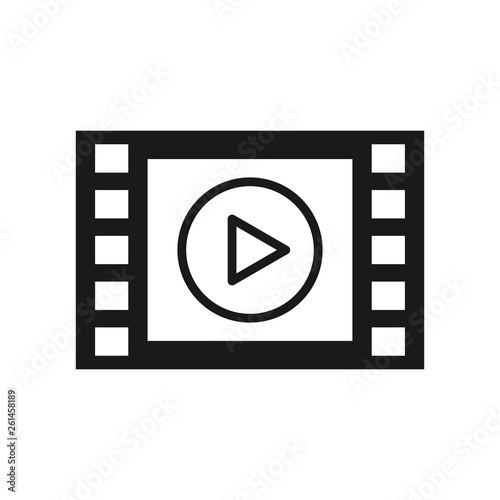 Play movie or video icon. Film strip icon. Simple film play icon illustration