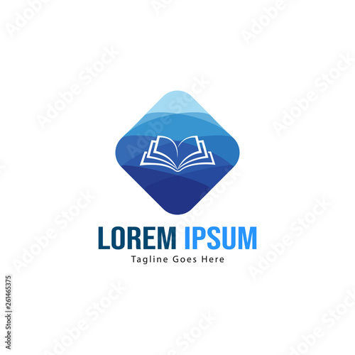 Book logo template design. minimalist book logo with modern frame