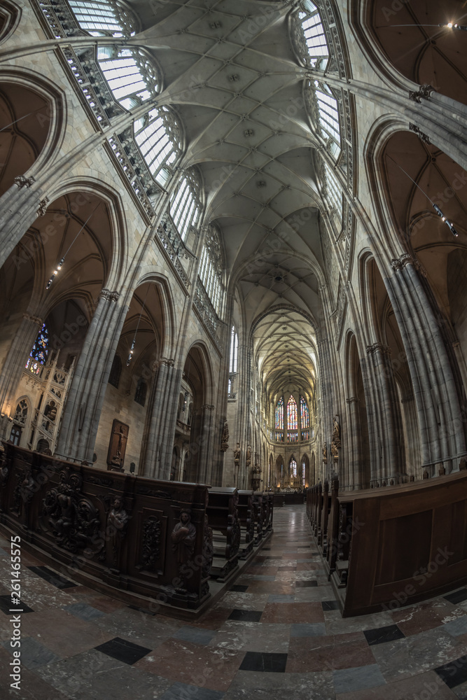 A interior view of historic Cathedral of Saint Vita Prague Czech Republic