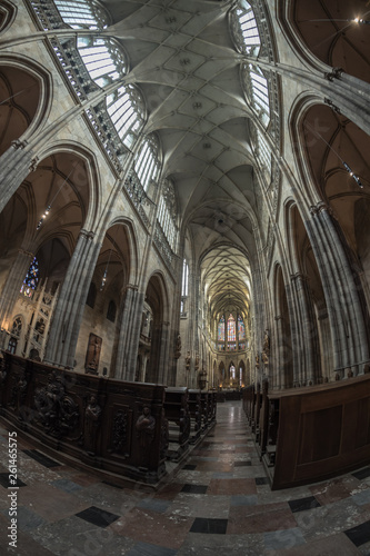 A interior view of historic Cathedral of Saint Vita Prague Czech Republic