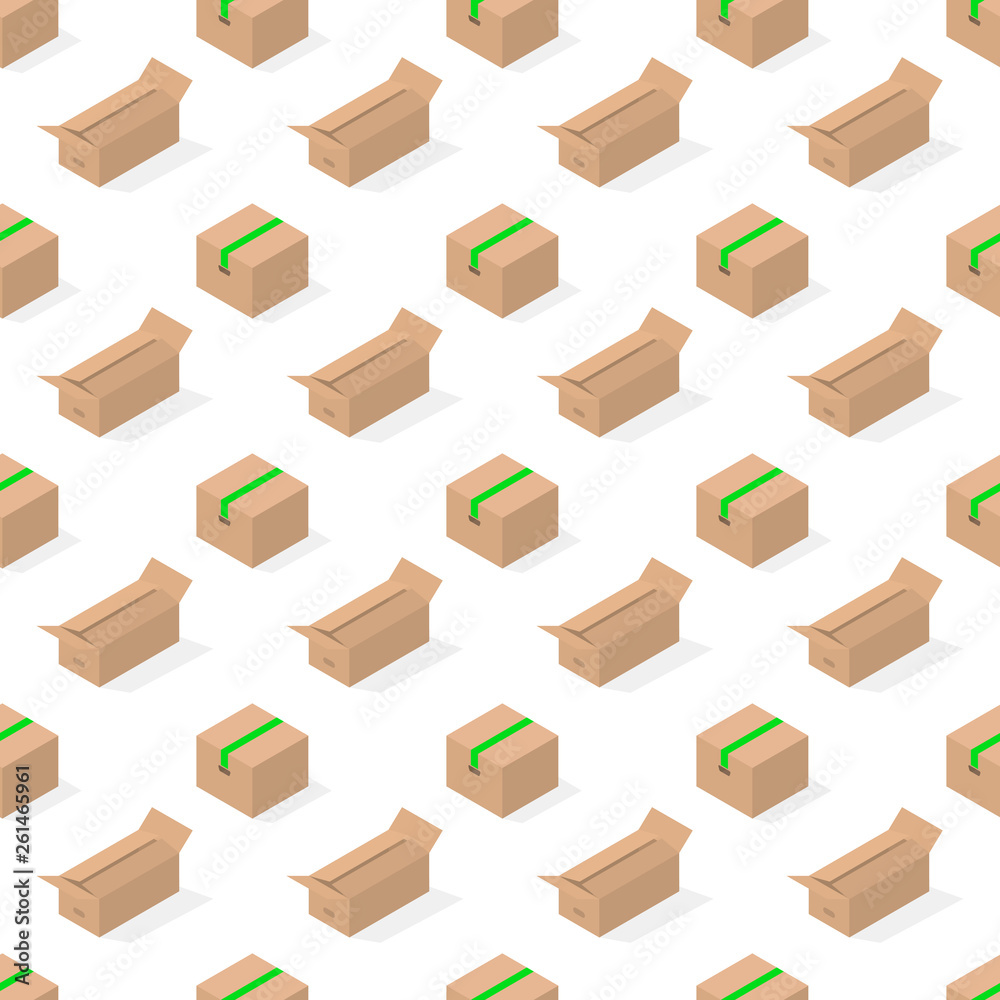 Seamless background from a set of cardboard boxes, vector illustration.