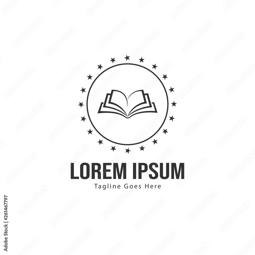Book logo template design. minimalist book logo with modern frame Book logo template design. minimalist book logo with modern frame