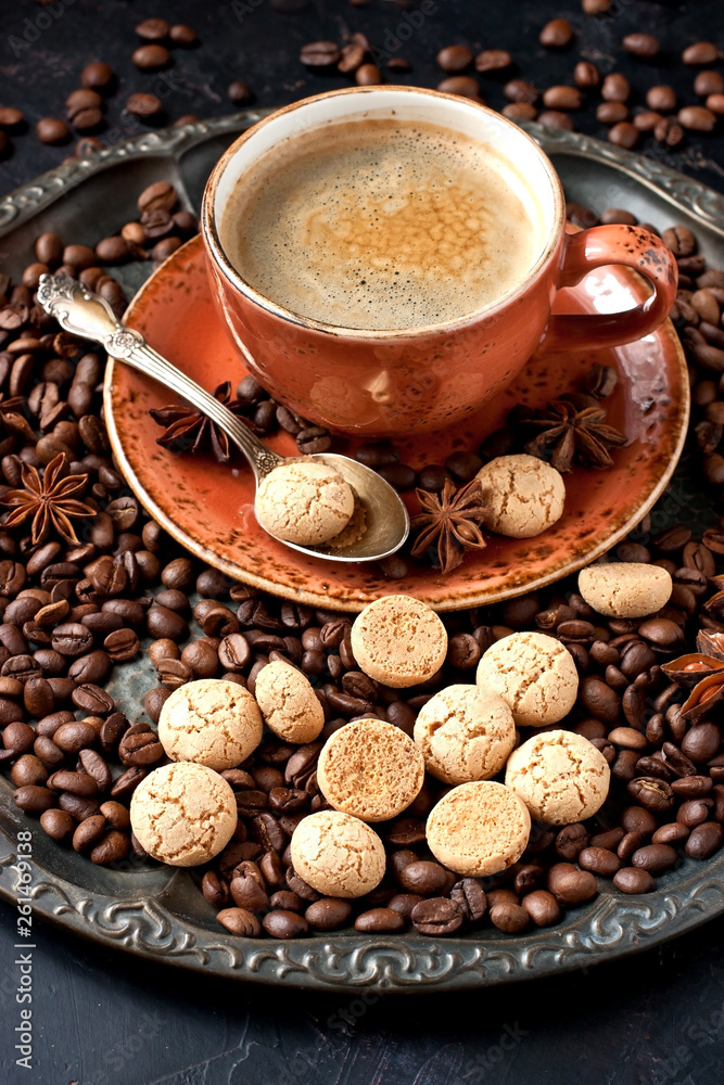 Cup of coffee with homemade cookies Cup of coffee with homemade cookies