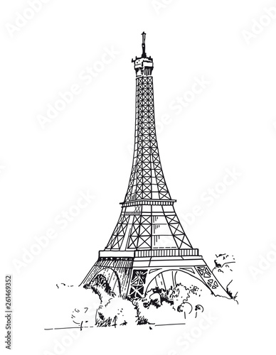 Fototapeta Naklejka Na Ścianę i Meble -  Eiffel Tower, Paris, France. Vector sketches hand drawn