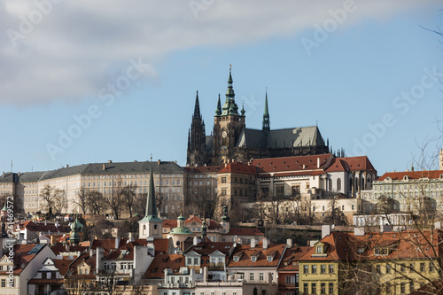 Beautiful Prague city scape with castle