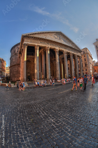 A view of Ancient Pantheon in Rome at sunny summer day