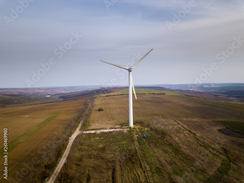 Aerial view of wind generators