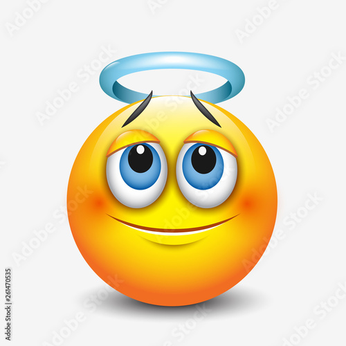 Cute angel emoticon, emoji 