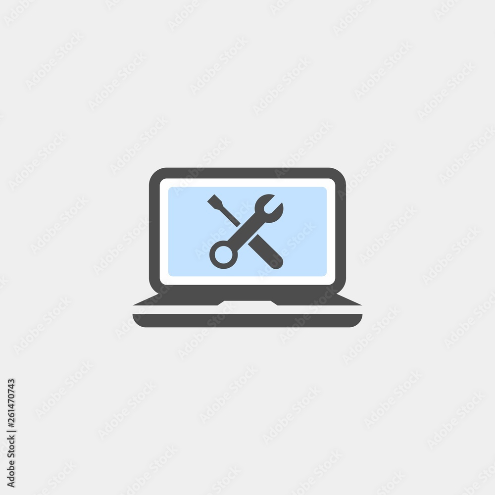 Computer repair flat vector icon. Notebook flat vector icon Computer repair flat vector icon. Notebook flat vector icon