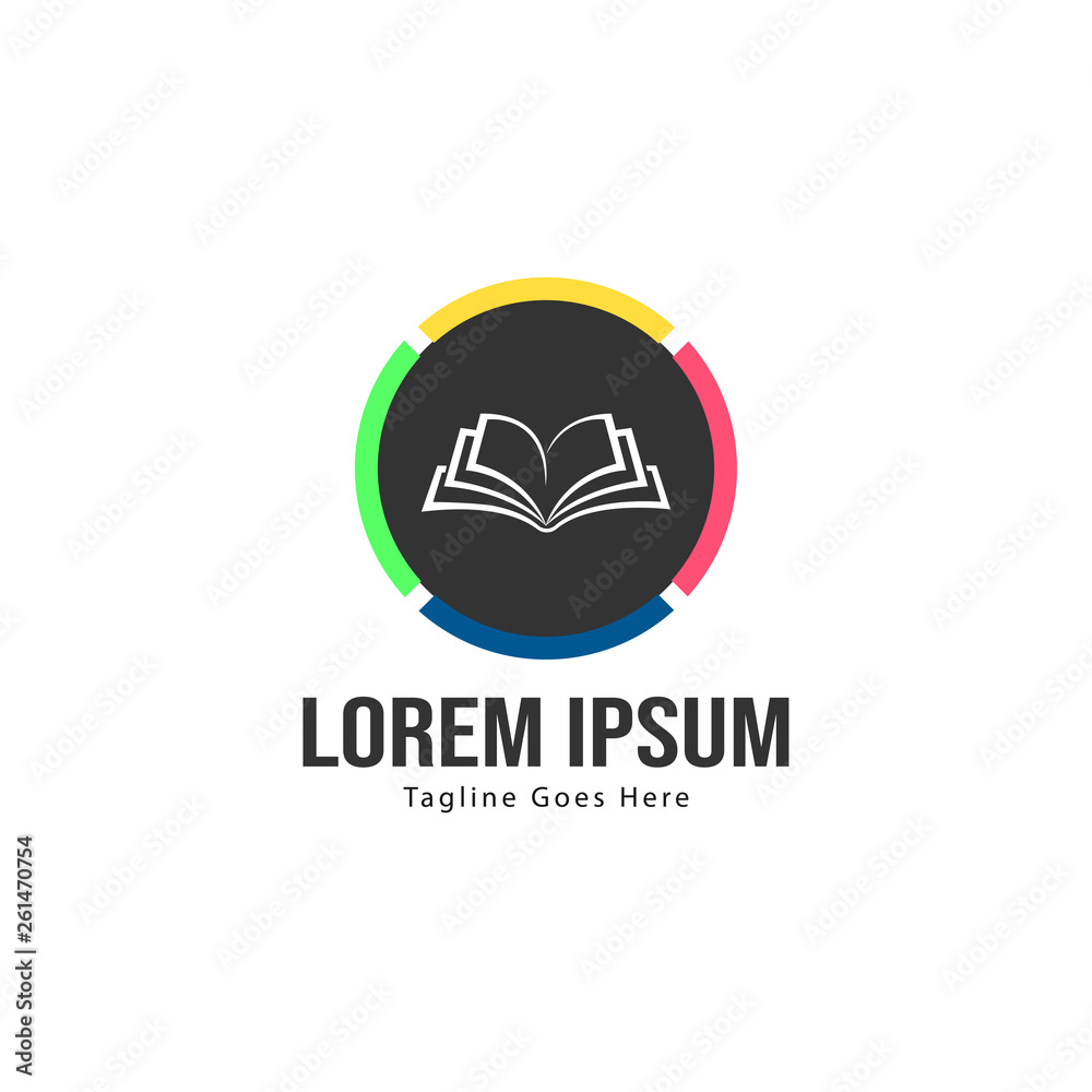 Book logo template design. minimalist book logo with modern frame Book logo template design. minimalist book logo with modern frame
