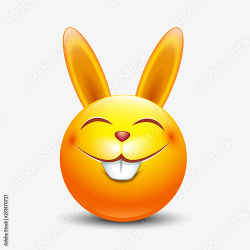 Cute Easter bunny emoticon, emoji 