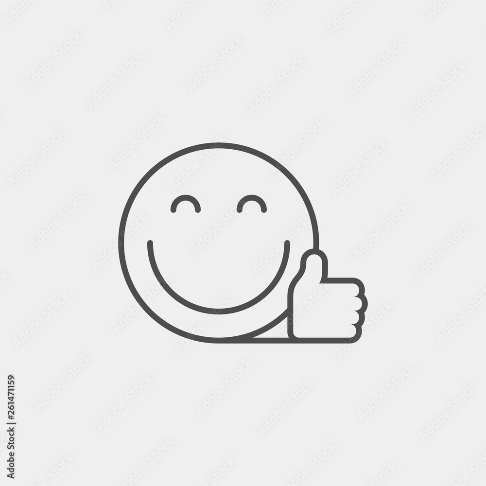 Super, like, approve, yes flat vector icon. Smile flat vector icon