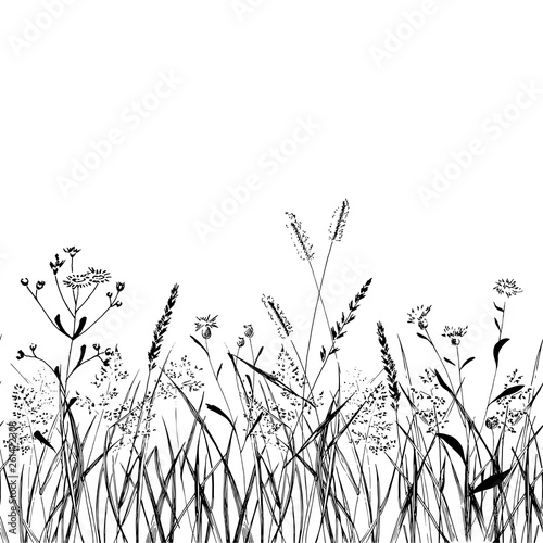Seamless pattern grass strip. Vector Illustration