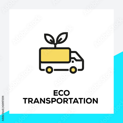 ECO TRANSPORTATION LINE ICON SET