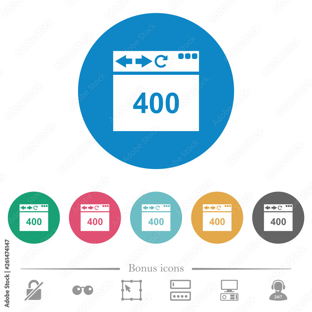 Browser 400 Bad Request flat round icons Browser 400 Bad Request flat round icons