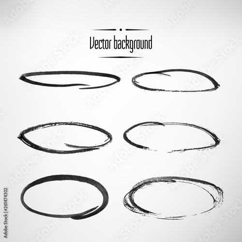 Grunge ink circle vector element set. Vector illustration