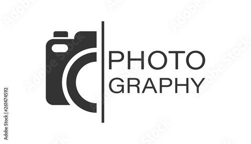 Camera device sign icon in flat style. Photography vector illustration on white isolated background. Cam equipment business concept. photo