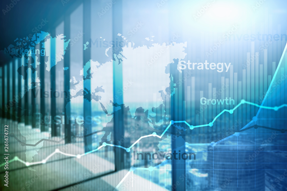 Business abstract background double exposure graph, chart and diagram. World wide map and. Global business and financial trading concept. Business abstract background double exposure graph, chart and diagram. World wide map and. Global business and financial trading concept.
