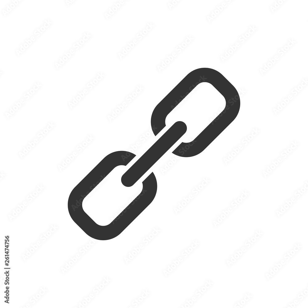 Chain sign icon in flat style. Link vector illustration on white isolated background. Hyperlink business concept.