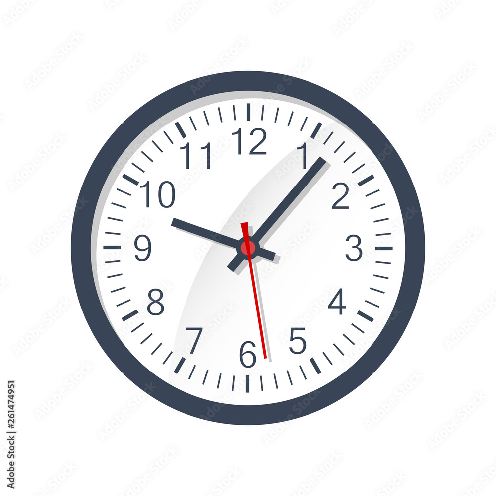 Clock sign icon in flat style. Time management vector illustration on white isolated background. Timer business concept. Clock sign icon in flat style. Time management vector illustration on white isolated background. Timer business concept.