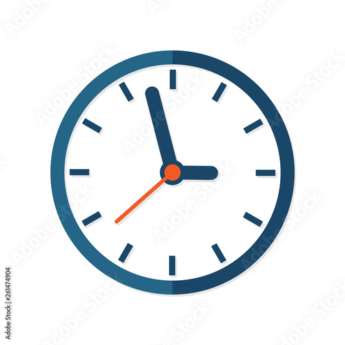 Clock sign icon in flat style. Time management vector illustration on white isolated background. Timer business concept.