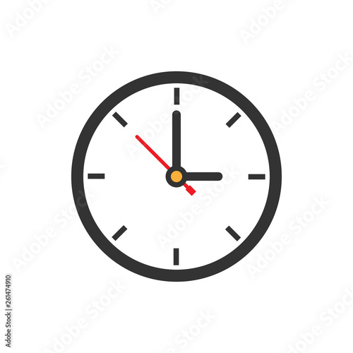 Clock sign icon in flat style. Time management vector illustration on white isolated background. Timer business concept.