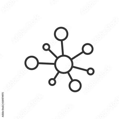 Hub network connection sign icon in flat style. Dna molecule vector illustration on white isolated background. Atom business concept.