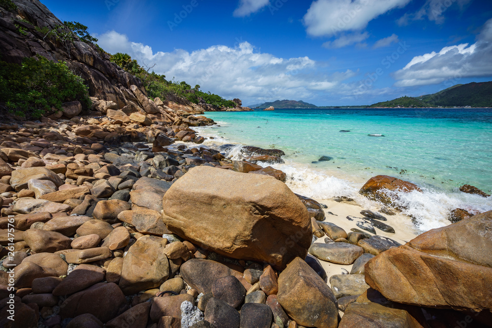 A lot of granite rocks on a coast on the seychelles 7