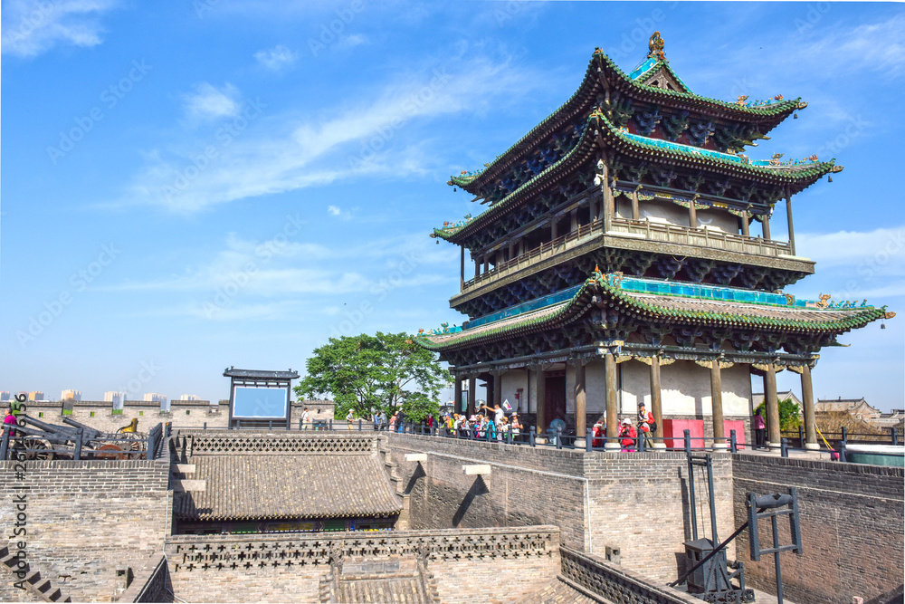 Fototapeta premium Ancient Chinese Architecture, Pingyao Ancient City, Shanxi Province, Architectural Site of Ancient Bodyguard Bureau. Translated into English: 