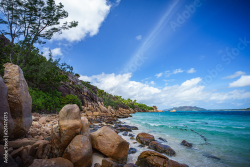 A lot of granite rocks on a coast on the seychelles 17